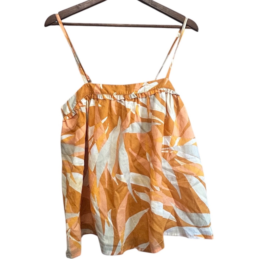 A New Day Women Orange Abstract Leaf Print Cami Tank Top Size S
